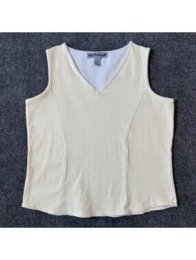 VINTAGE BETTY BLUE V NECK SCALLOPED LACE TRIM TOP / MEDIUM